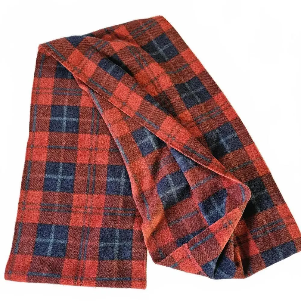 Red and Navy Plaid Fleece Scarf